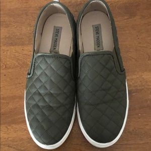 Steven Madden Army Green Slip Ons